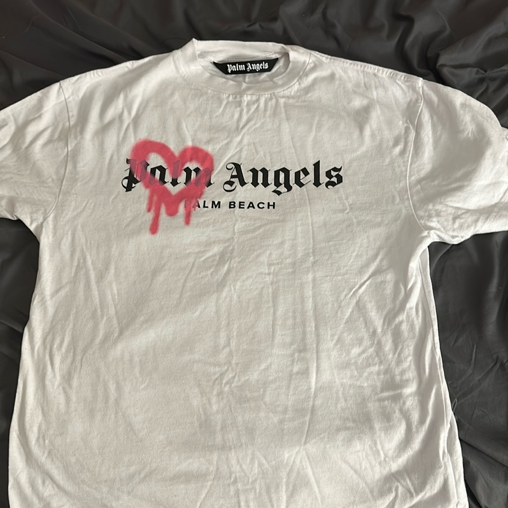 PALM ANGELS White & Pink St. Moritz Sprayed T-Shirt